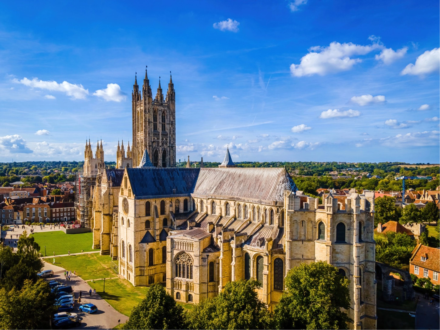 Ariel view of Canterbury Cathedral and surrounding city