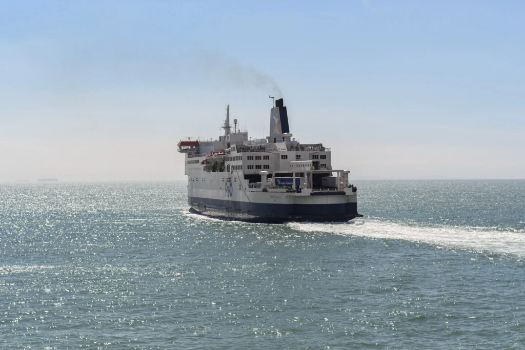 P&O ferry sailing across open water on the North Sea crossing
